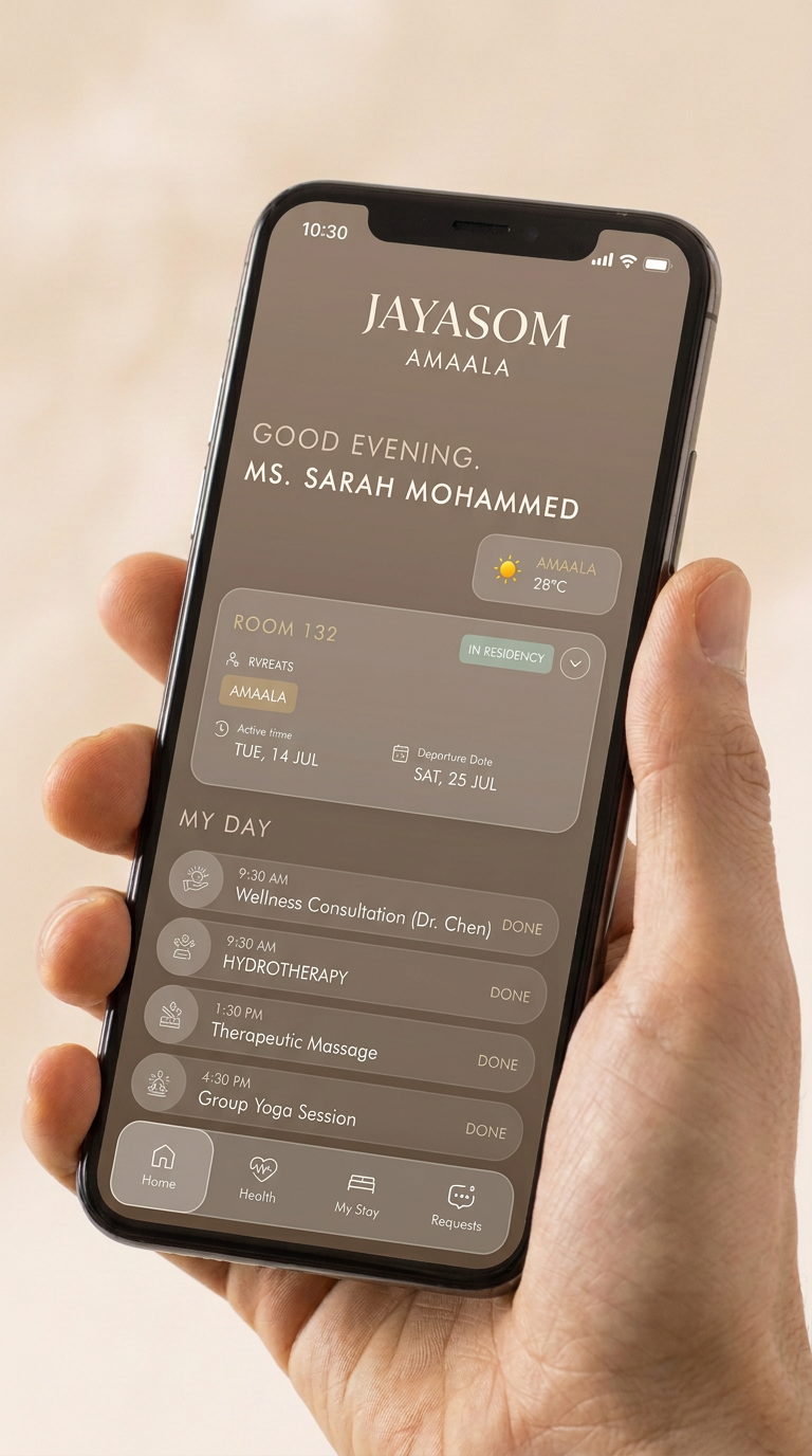 Chiva-Som property-branded guest app on a phone